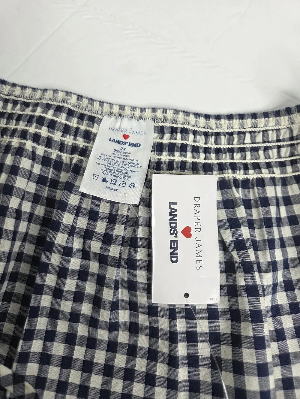 Draper James X Lands' End Pajama Cami Top Gingham Spaghetti Strap Size 2X NwT